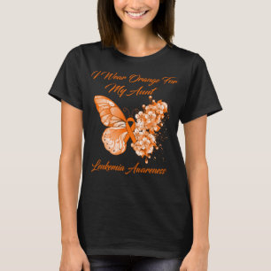 Butterfly I Wear Orange For My Aunt Leukemia  T-Shirt