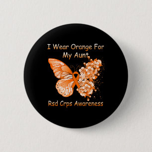 Butterfly I Wear Orange For My Aunt Rsd Crps Aware 6 Cm Round Badge