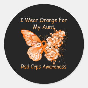 Butterfly I Wear Orange For My Aunt RSD CRPS Aware Classic Round Sticker