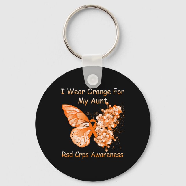 Butterfly I Wear Orange For My Aunt RSD CRPS Aware Key Ring (Front)