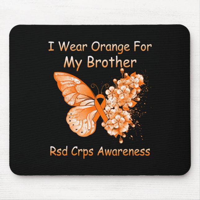 Butterfly I Wear Orange For My Brother RSD CRPS Aw Mouse Mat (Front)