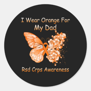 Butterfly I Wear Orange For My Dad RSD CRPS Awaren Classic Round Sticker