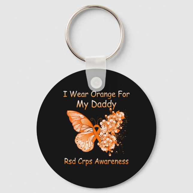 Butterfly I Wear Orange For My Daddy RSD CRPS Awar Key Ring (Front)