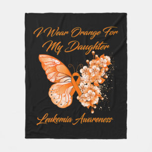 Butterfly I Wear Orange For My Daughter Leukaemia  Fleece Blanket