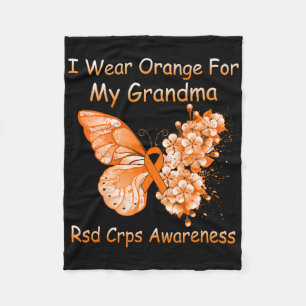 Butterfly I Wear Orange For My Grandma Rsd Crps Aw Fleece Blanket