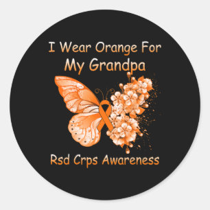 Butterfly I Wear Orange For My Grandpa Rsd Crps Aw Classic Round Sticker