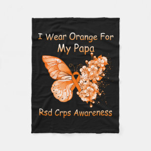 Butterfly I Wear Orange For My Papa Rsd Crps Aware Fleece Blanket