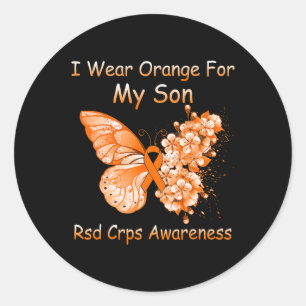 Butterfly I Wear Orange For My Son RSD CRPS Awaren Classic Round Sticker