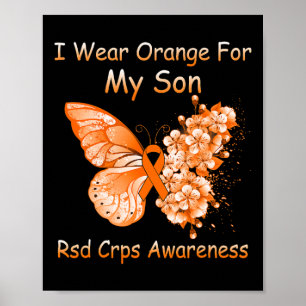 Butterfly I Wear Orange For My Son Rsd Crps Awaren Poster