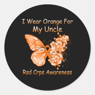 Butterfly I Wear Orange For My Uncle Rsd Crps Awar Classic Round Sticker