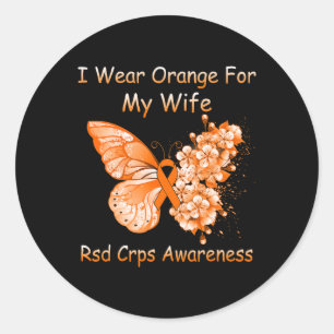 Butterfly I Wear Orange For My Wife Rsd Crps Aware Classic Round Sticker