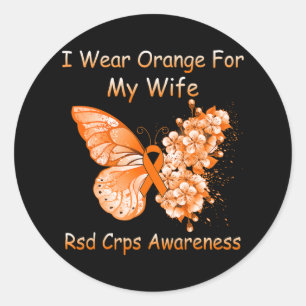 Butterfly I Wear Orange For My Wife Rsd Crps Aware Classic Round Sticker