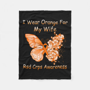 Butterfly I Wear Orange For My Wife Rsd Crps Aware Fleece Blanket