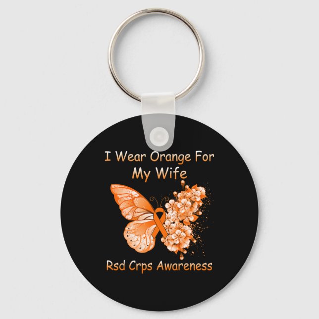 Butterfly I Wear Orange For My Wife RSD CRPS Aware Key Ring (Front)