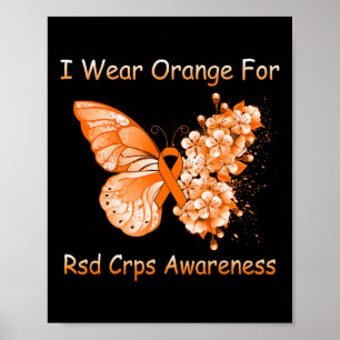 Butterfly I Wear Orange For RSD CRPS Awareness Poster