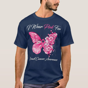 Butterfly I Wear Pink For Breast Cancer Awareness  T-Shirt