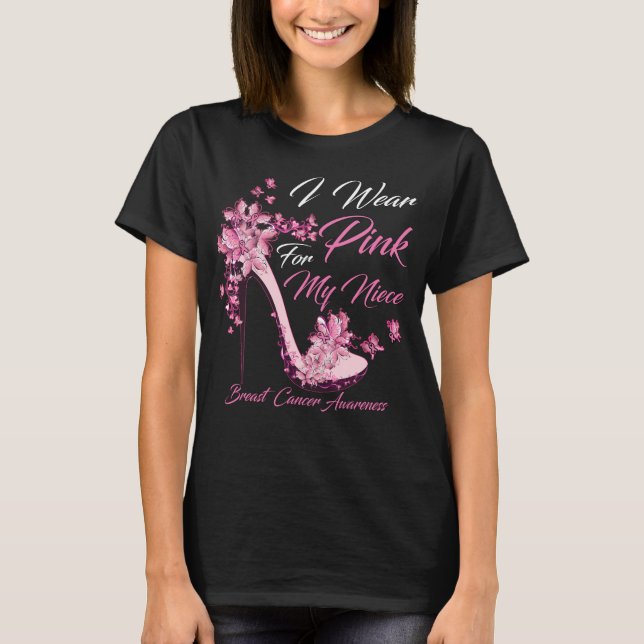Butterfly I Wear Pink For My Niece Breast Cancer  T-Shirt (Front)