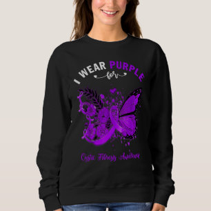 Butterfly I Wear Purple For Cystic Fibrosis Awaren Sweatshirt