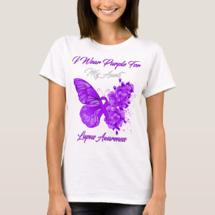 Butterfly I Wear Purple For My Aunt Lupus  T-Shirt