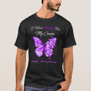 Butterfly I Wear Purple For My Cousin Domestic Vio T-Shirt