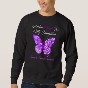 Butterfly I Wear Purple For My Daughter Domestic V Sweatshirt