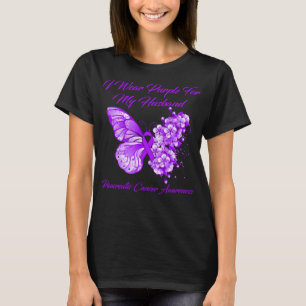 Butterfly I Wear Purple For My Husband Pancreatic  T-Shirt