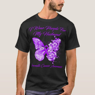 Butterfly I Wear Purple For My Husband Pancreatic  T-Shirt
