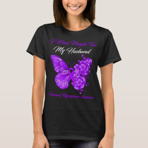 Butterfly I Wear Purple For My Husband Pulmonary  T-Shirt