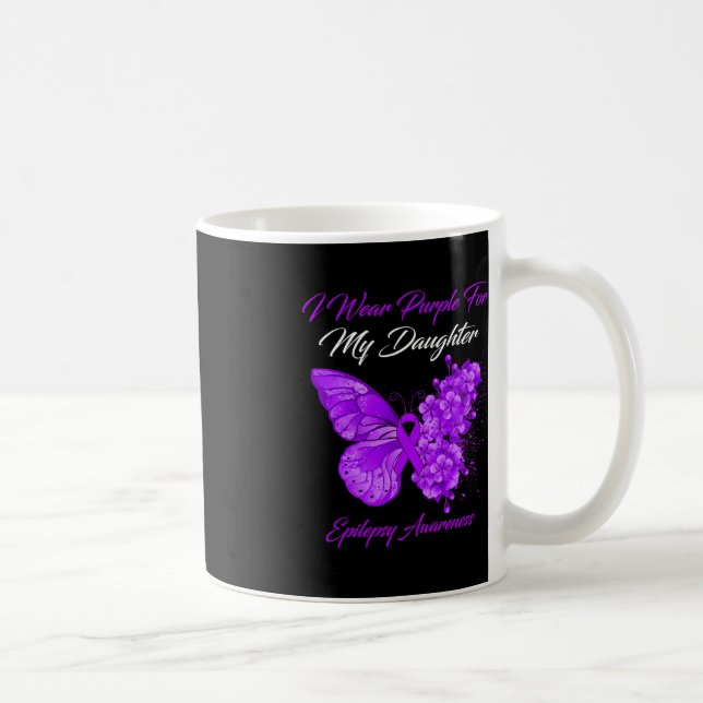 Butterfly I Wear Purple For My Mum Epilepsy Awaren Coffee Mug (Right)