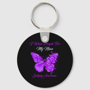 Butterfly I Wear Purple For My Niece Epilepsy Awar Key Ring