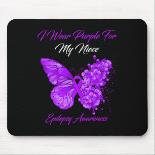 Butterfly I Wear Purple For My Niece Epilepsy Awar Mouse Mat