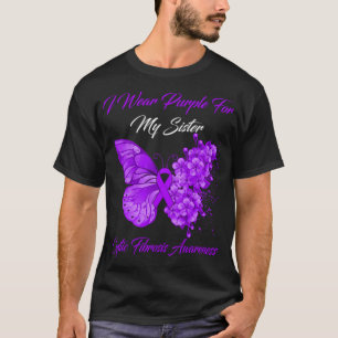 Butterfly I Wear Purple For My Sister Cystic Fibro T-Shirt