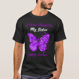 Butterfly I Wear Purple For My Sister Epilepsy Awa T-Shirt