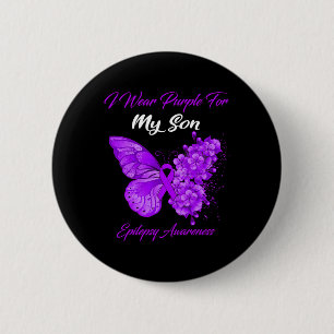 Butterfly I Wear Purple For My Son Epilepsy Awaren 6 Cm Round Badge