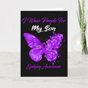 Butterfly I Wear Purple For My Son Epilepsy Awaren Card