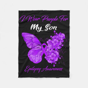 Butterfly I Wear Purple For My Son Epilepsy Awaren Fleece Blanket