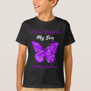 Butterfly I Wear Purple For My Son Epilepsy Awaren T-Shirt