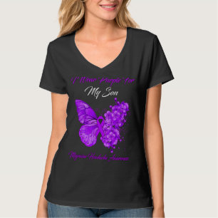 Butterfly I Wear Purple For My Son Migraine Headac T-Shirt