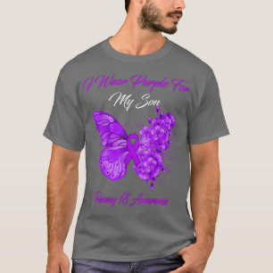 Butterfly I Wear Purple For My Son Trisomy 18 Awar T-Shirt