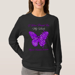Butterfly I Wear Purple For My Uncle Migraine Head T-Shirt
