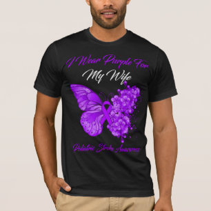 Butterfly I Wear Purple For My Wife Pediatric Stro T-Shirt