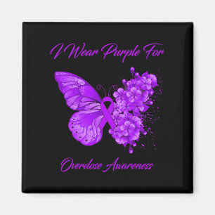 Butterfly I Wear Purple For Overdose Awareness Magnet