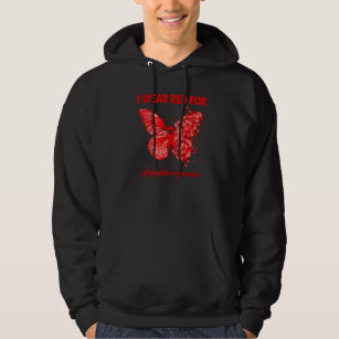 Butterfly I Wear Red For Haemophilia Awareness Hoodie