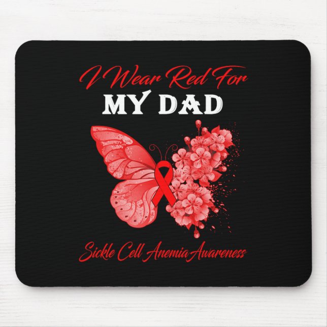 Butterfly I Wear Red For My Dad Sickle Cell Anaemi Mouse Mat (Front)