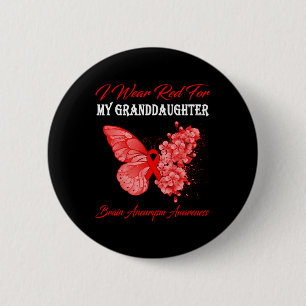 Butterfly I Wear Red For My Granddaughter Brain An 6 Cm Round Badge