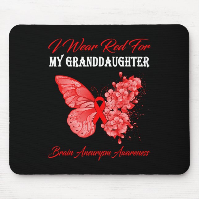 Butterfly I Wear Red For My Granddaughter Brain An Mouse Mat (Front)