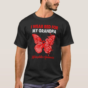Butterfly I Wear Red For My Grandpa Haemophilia Aw T-Shirt