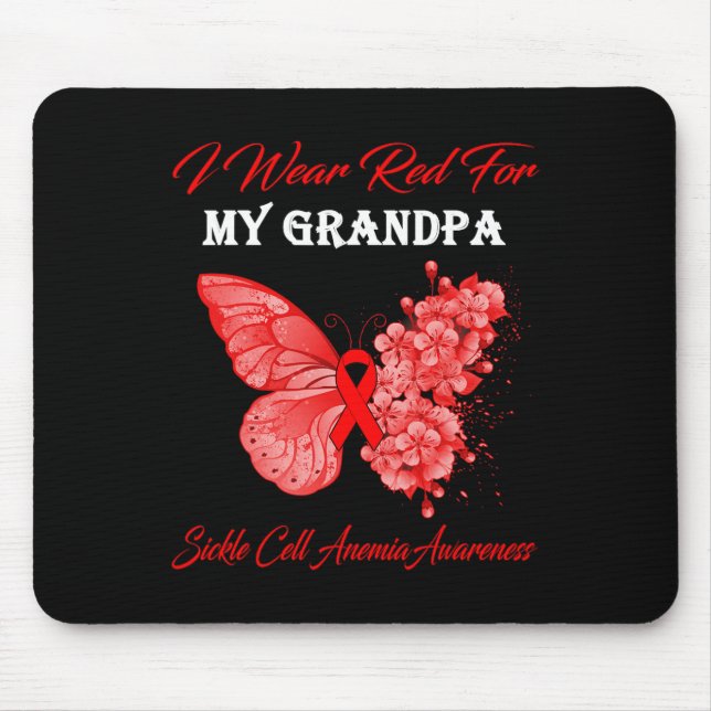 Butterfly I Wear Red For My Grandpa Sickle Cell An Mouse Mat (Front)