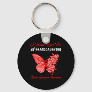 Butterfly I Wear Red For My Husband Brain Aneurysm Key Ring