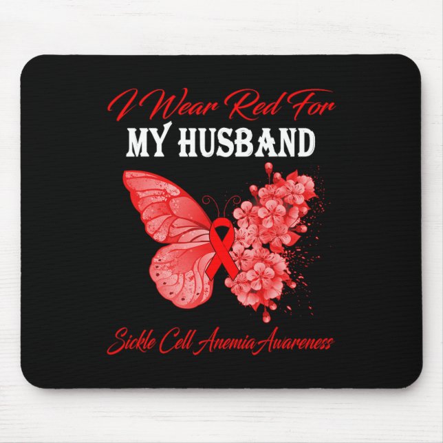 Butterfly I Wear Red For My Husband Sickle Cell An Mouse Mat (Front)